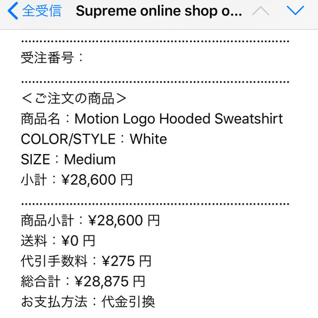 白Lサイズ Motion Logo Hooded Sweatshirt