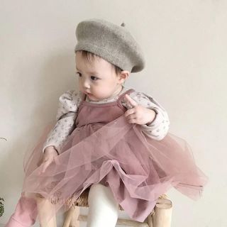 ベビー　チュールワンピース　ロンパース　♡ 新品　90 ピンク　韓国子供服(ワンピース)