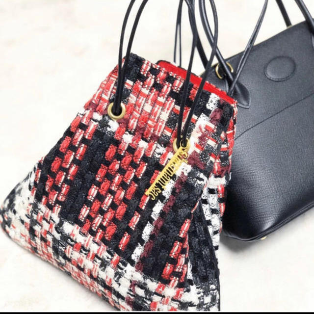 LUDLOW(ラドロー)のシャルマントサック リントンツイード 赤×黒 レディースのバッグ(ショルダーバッグ)の商品写真