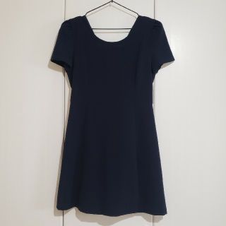 ザラ(ZARA)のZARA 背中開き ミニワンピース ネイビー パフスリーブ(ミニワンピース)