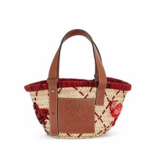 ロエベ(LOEWE)のLOEWE バスケット かごバッグ アニマル スモール レッド(かごバッグ/ストローバッグ)