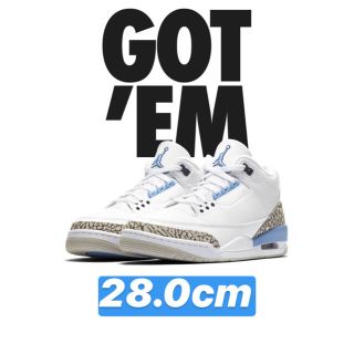 ナイキ(NIKE)のnike air jordan3 unc 28.0cm(スニーカー)