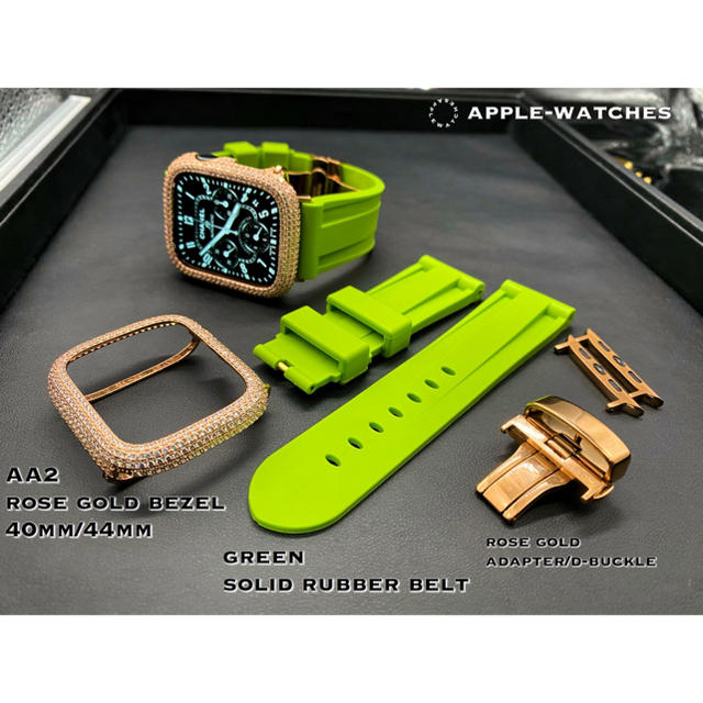 Apple Watch(アップルウォッチ)のグリーン■ソリッドラバーベルト全アップルウォッチ対応■極太モデル■ メンズの時計(ラバーベルト)の商品写真