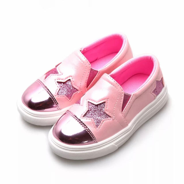 ZARA KIDS(ザラキッズ)のメタリックスタースリッポン　ピンク　17.0cm キッズ/ベビー/マタニティのキッズ靴/シューズ(15cm~)(スリッポン)の商品写真