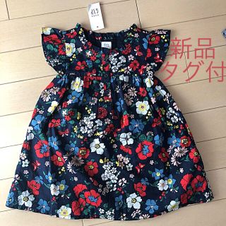 ベビーギャップ(babyGAP)の【新品タグ付】ベビーギャップ　ワンピース　インパン付き　90cm 花柄　ネイビー(ワンピース)