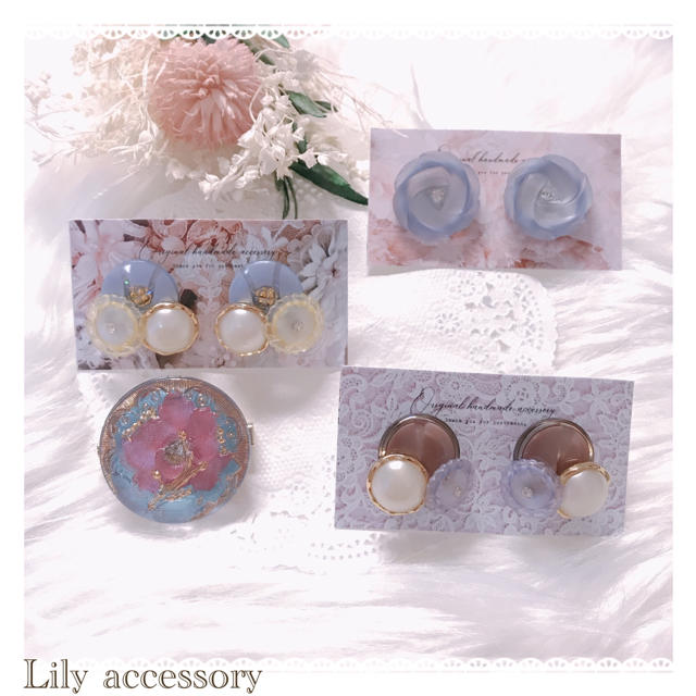 春色ピアス ＆ ブローチ ❁⃘*.ﾟ