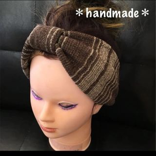 ＊handmade＊即購入OK☆大人用リボン型ターバン　ヘアバンド　ターバン(ヘアバンド)