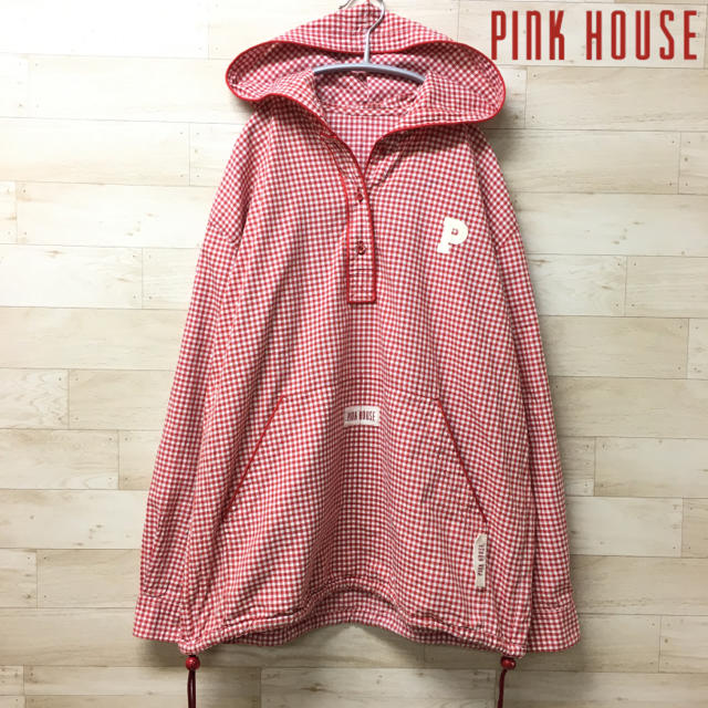 【PINK HOUSE】パーカー(F) プルオーバー　チェック　ブラウス　ロゴ