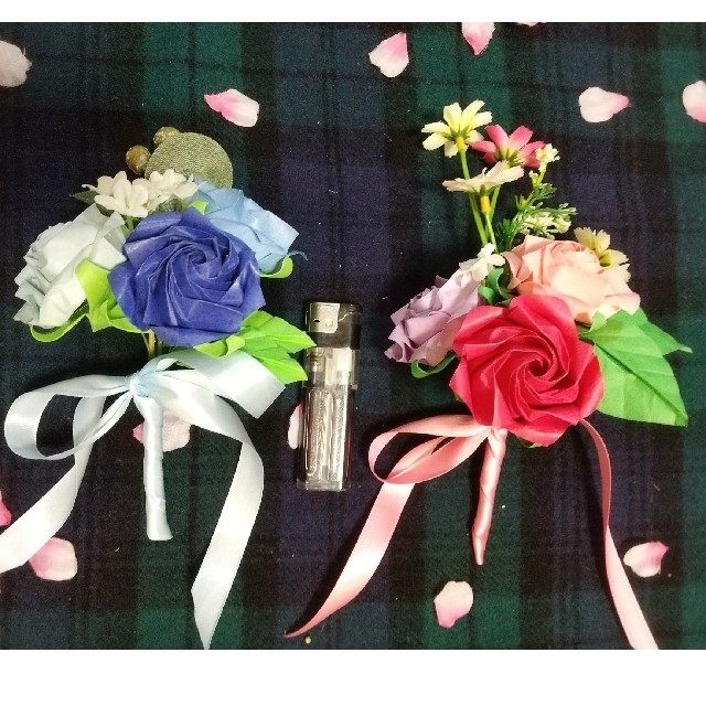 折り紙の薔薇の花束 5色セット ハンドメイドのフラワー/ガーデン(その他)の商品写真