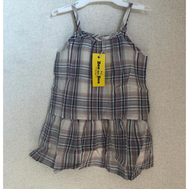 レッド×ブルーチェックOP 新品 キッズ/ベビー/マタニティのキッズ服女の子用(90cm~)(ワンピース)の商品写真