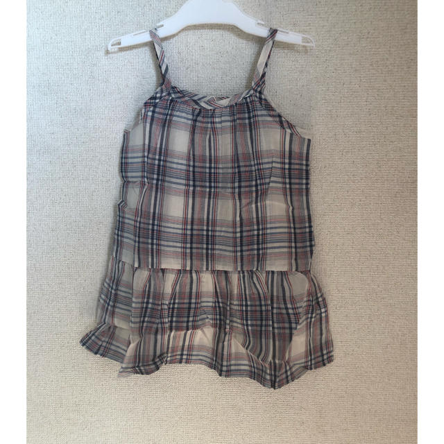 レッド×ブルーチェックOP 新品 キッズ/ベビー/マタニティのキッズ服女の子用(90cm~)(ワンピース)の商品写真