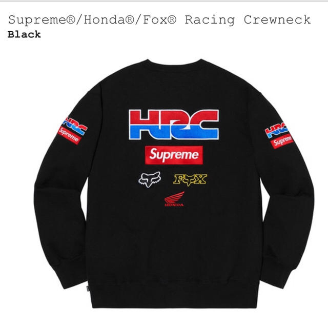 【黒S】Supreme®/Honda®/Fox® Racing Crewneck