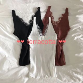 トゥデイフル(TODAYFUL)のlace rib camisole (terracotta) ※再出品予定※(キャミソール)