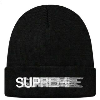 シュプリーム(Supreme)のブラック Supreme Motion Logo Beanie モーションロゴ(ニット帽/ビーニー)