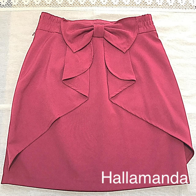 allamanda(アラマンダ)の美品♡Hallamanda アラマンダ INGNI リボンスカート M ボルドー レディースのスカート(ひざ丈スカート)の商品写真