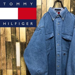 トミーヒルフィガー(TOMMY HILFIGER)のりょう様【トミーヒルフィガー】オールド刺繍ロゴダブルポケットデニムシャツ 90s(シャツ)