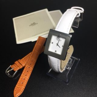 エルメス(Hermes)の【美品 正規品】エルメス 腕時計 Hウォッチ スクエア シルバー 可動品 ベルト(腕時計)