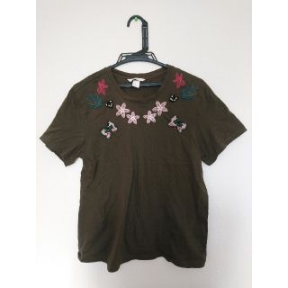 エイチアンドエム(H&M)のH&M 半袖 Tシャツ カットソー ブラウン Mサイズ レディース 花柄 M(Tシャツ(半袖/袖なし))