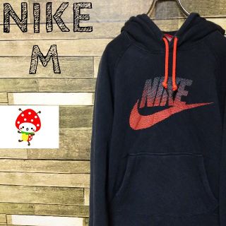 ナイキ(NIKE)の【レア】ナイキ プリント ドットロゴ 黒 M デカロゴ(パーカー)