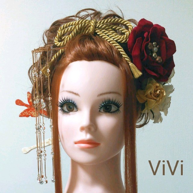 髪飾りViVi ～簪3本 赤白金の薔薇飾り～ 成人式 人気の雑貨がズラリ！ かんざし 時間指定不可 結婚式 花魁