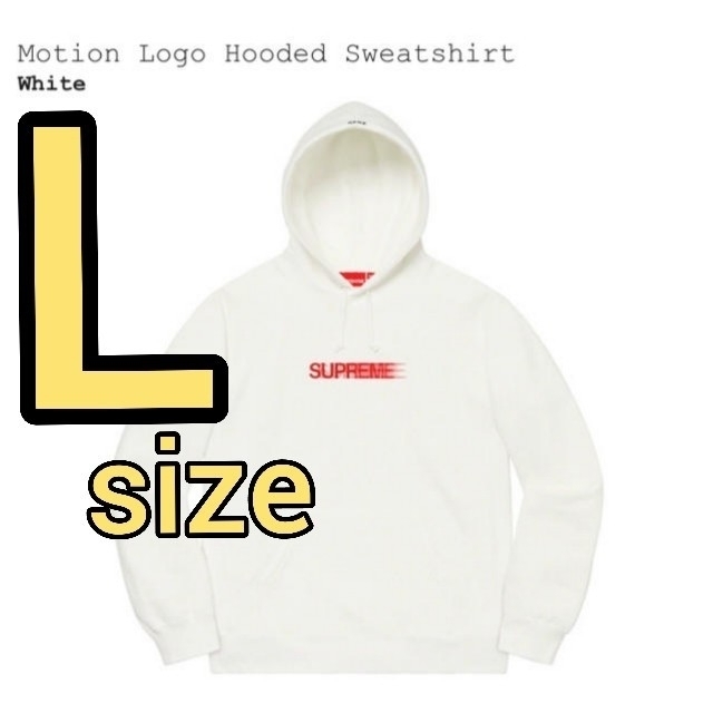 ホワイト白whiteサイズLサイズ supreme Motion Logo Hooded Sweat