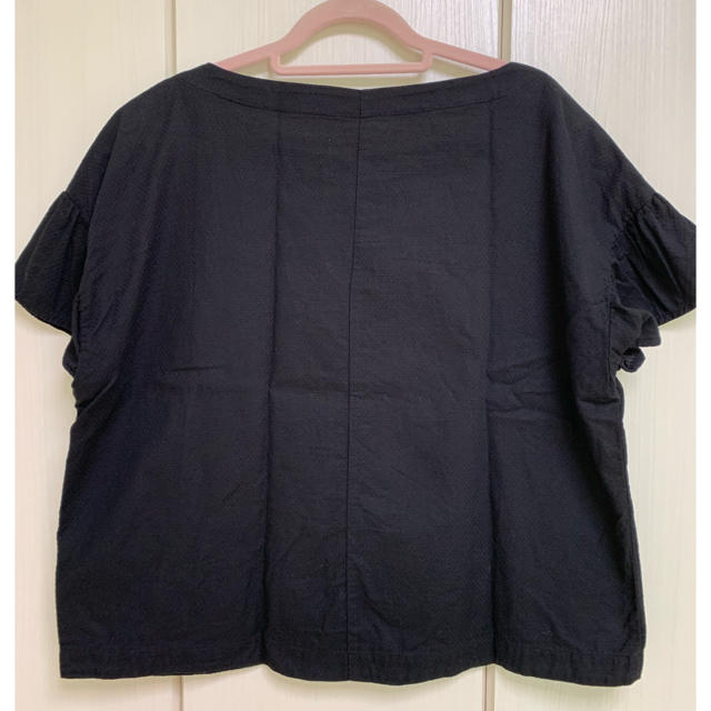 GU(ジーユー)の★gu フリル袖 半袖ブラウス シャツ 黒 M レディースのトップス(シャツ/ブラウス(半袖/袖なし))の商品写真
