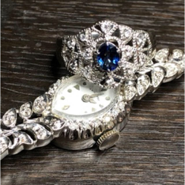 PT900 ブルーサファイア・ダイヤモンド　アンティークデザインリング レディースのアクセサリー(リング(指輪))の商品写真