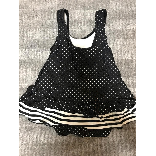 水着 キッズ ドット リボン ブラック キッズ/ベビー/マタニティのキッズ服女の子用(90cm~)(水着)の商品写真