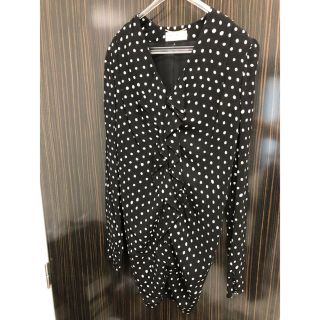 サンローラン(Saint Laurent)のSAINT LAURENT PARIS17AWポルカドットドレッシングシャツ(ミニワンピース)