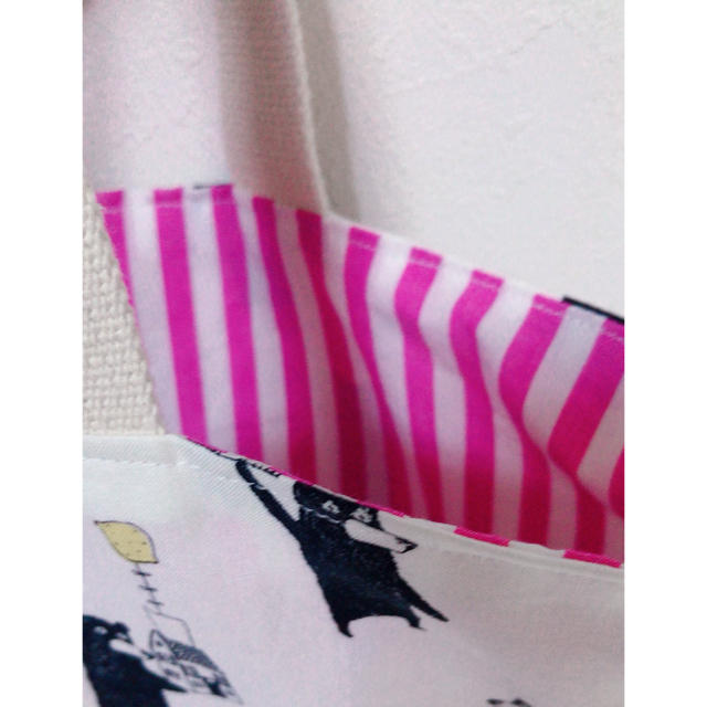 ハンドメイド　くまさん柄　レッスンバッグ　ピンク　女の子用　通園通学グッズ　 ハンドメイドのキッズ/ベビー(バッグ/レッスンバッグ)の商品写真