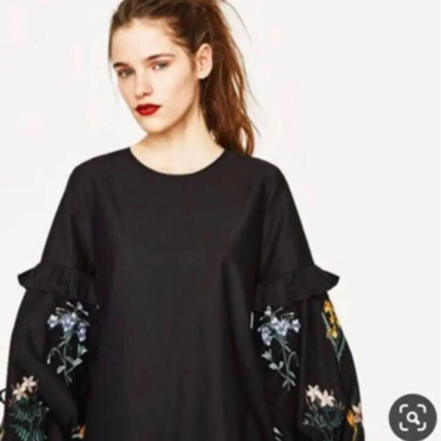 Zara ボタニカル 刺繍 ワンピース リトルブラックドレスの通販 By Rio S Shop ラクマ