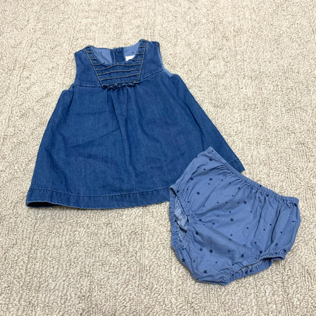 ZARA KIDS(ザラキッズ)のzara mini デニムワンピース&ブルマ セット キッズ/ベビー/マタニティのベビー服(~85cm)(ワンピース)の商品写真