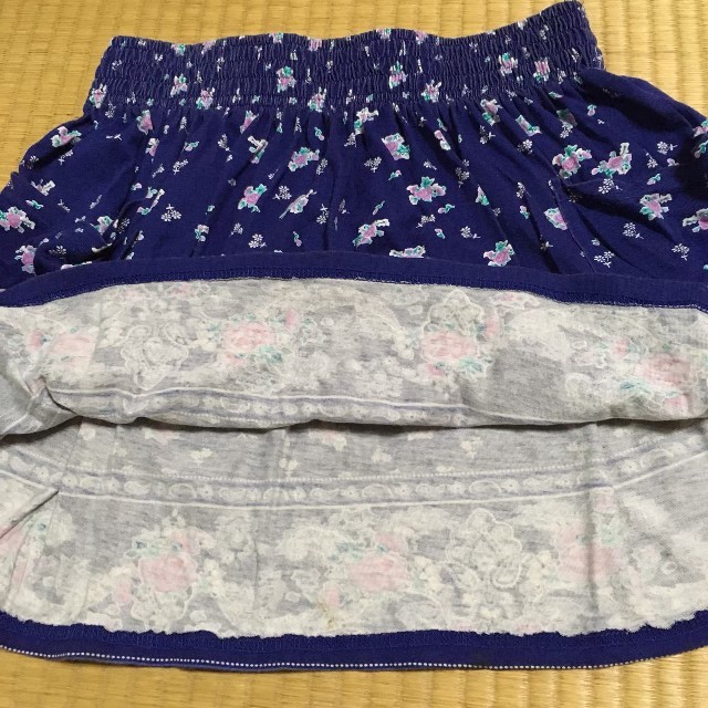 ミニスカート 膝丈スカート 花柄 ネイビー 紺 M レディース S/P レディースのスカート(ミニスカート)の商品写真