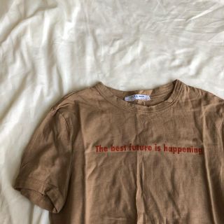 ザラ(ZARA)のzara ロゴt  ベージュ　ブラウンお値下げいたしました、！(Tシャツ(半袖/袖なし))