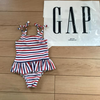 ベビーギャップ(babyGAP)のラスト1点！新品★ 90cm gap 水着 ワンピース ボーダー フリル(水着)