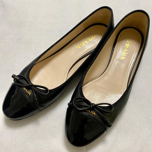 【お値下げ】プラダ PRADA バレエシューズ フラット ブラック 24.5cm