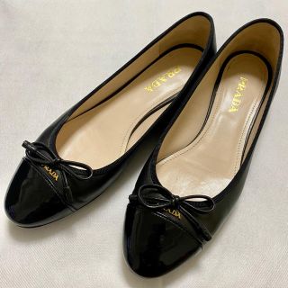 プラダ(PRADA)の【お値下げ】プラダ PRADA バレエシューズ フラット ブラック 24.5cm(バレエシューズ)