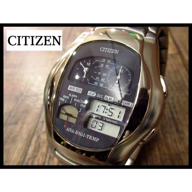 CITIZEN(シチズン)の美品 シチズン 珍しい 海外モデル アナデジテンプ 腕時計 クロノグラフ 付属付 メンズの時計(腕時計(デジタル))の商品写真