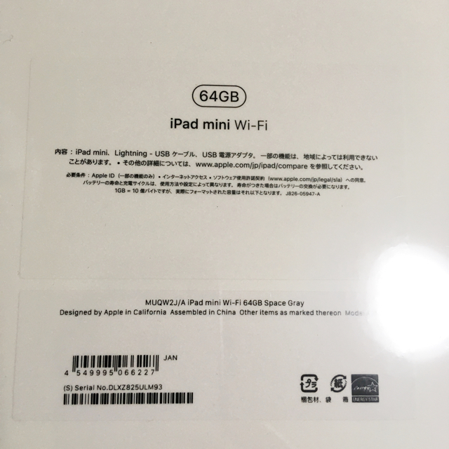 APPLE iPad mini Wi-Fi 64GB 2019年春モデル