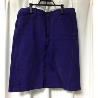 ラストお値下げ❣️❣️デニム生地　パープル色スカート(ひざ丈スカート)