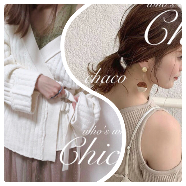 春新作????¥5390【Chico】ワンショルスリットワッフルトップス