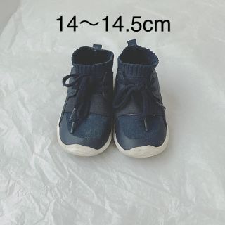 ザラキッズ(ZARA KIDS)のZARA baby 23 14 14.5cm ネイビー ハイカット スニーカー(スニーカー)