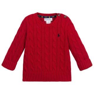 ラルフローレン(Ralph Lauren)のRalph Lauren POLO 赤 ケーブルニット セーター(ニット/セーター)