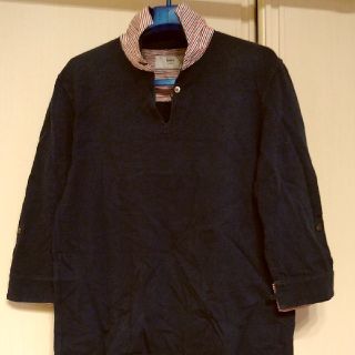 シップス(SHIPS)のSHIPS 七分袖シャツ men'sMサイズ 紺ネイビー(シャツ)