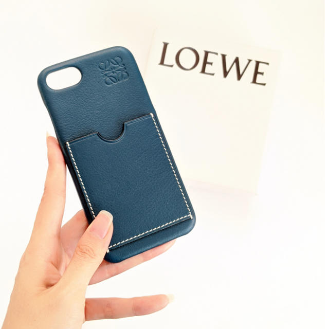 残１【新品】LOEWE ロエベ iPhone7/8 ネイビー iPhoneケース