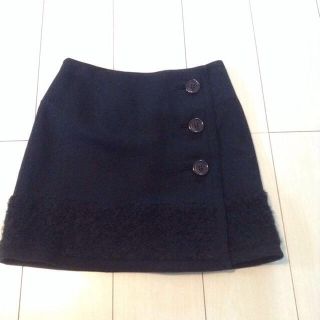 クレージュ(Courreges)のクレージュ 裾切替 黒 ミニスカート(ミニスカート)