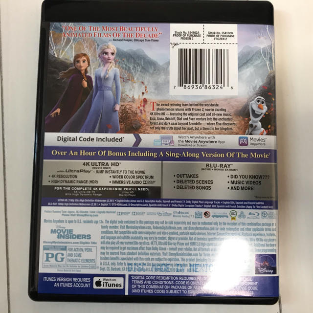 アナと雪の女王(アナトユキノジョオウ)のアナと雪の女王2 4K uhd/Blu-ray 海外版　中古　4Kのみに日本語有 エンタメ/ホビーのDVD/ブルーレイ(アニメ)の商品写真