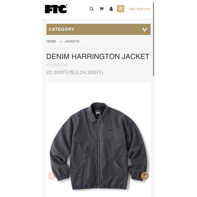 IP65防水 FTC DENIM HARRINGTON JACKET 新品タグ有り - 通販