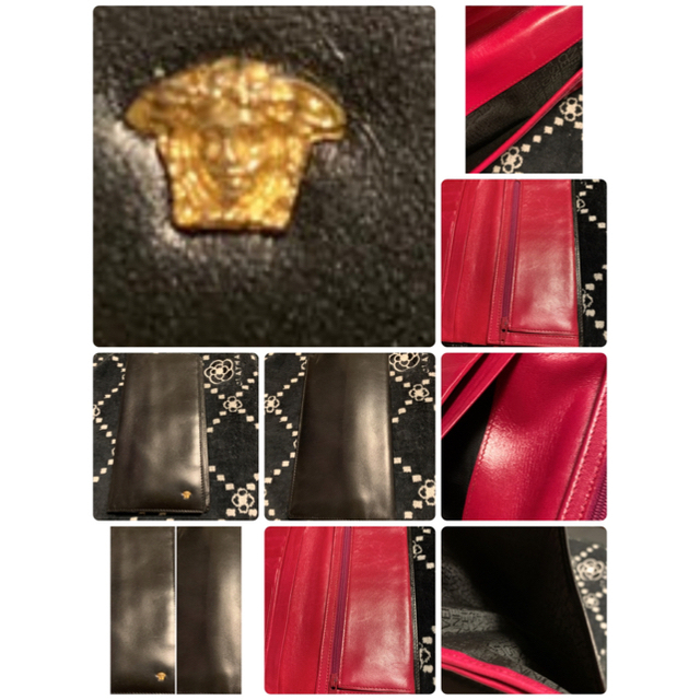 Gianni Versace(ジャンニヴェルサーチ)の未使用GINNI VERSACEゴールドメィデーサxブラックレザーxレッド長財布 メンズのファッション小物(長財布)の商品写真