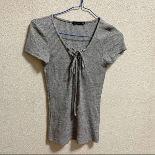 ベルシュカ(Bershka)のBershka♡レースアップリブカットソー(カットソー(半袖/袖なし))